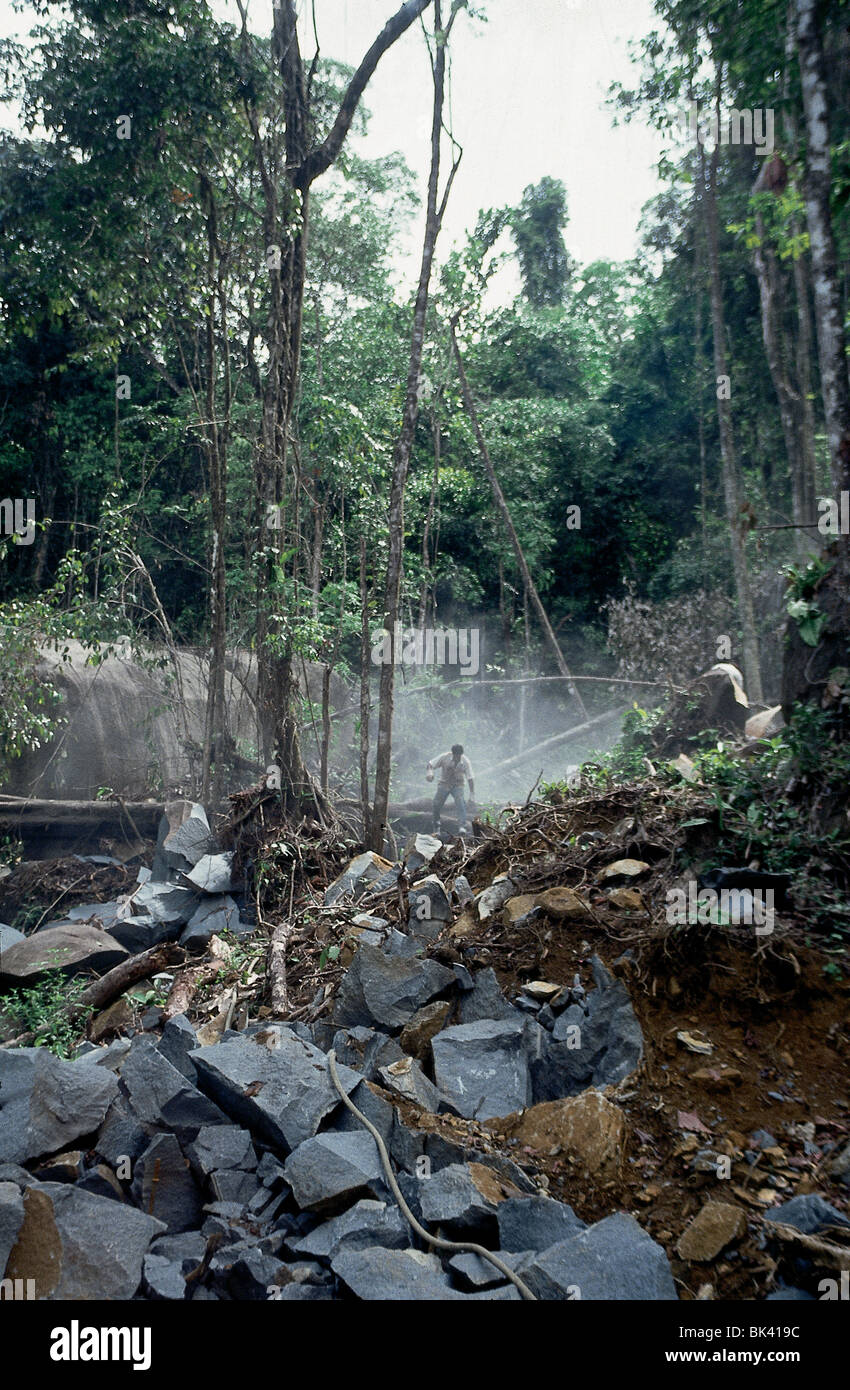 Estrazione di granito in Venezuela, Sud America Foto Stock