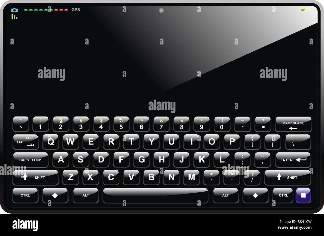 Tablet PC con schermo vuoto con tastiera virtuale visibile Foto Stock