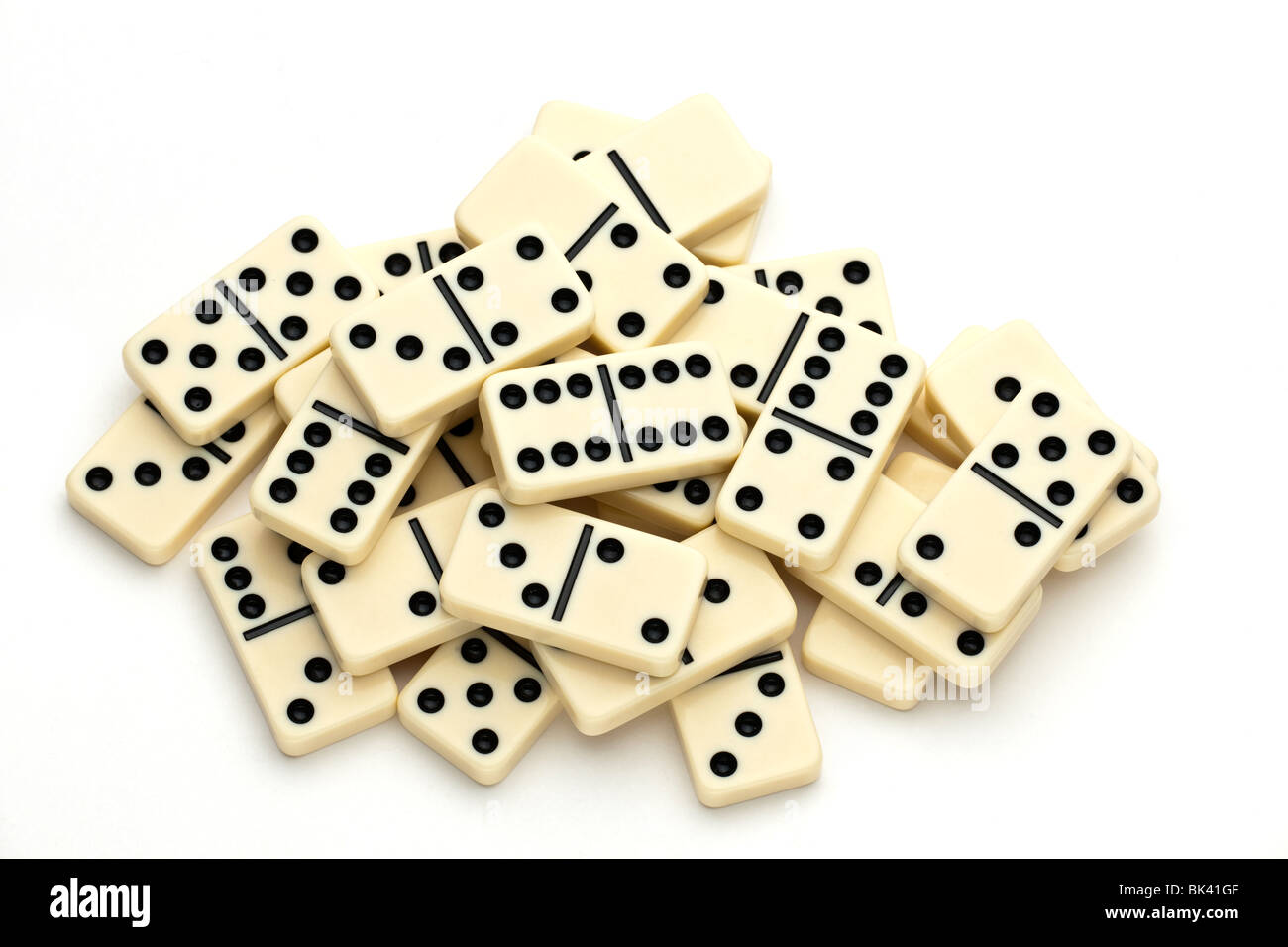 Pila di avorio di color crema di domino Foto Stock