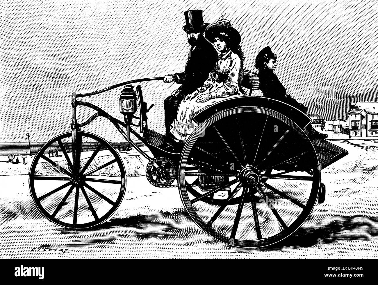 Dog-cart alimentato da energia elettrica, 1888 Foto Stock