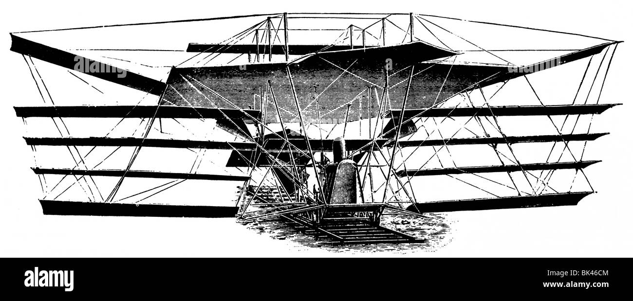 Versione di prova di Maxim s Flying-Machine vapore, 1894 Foto Stock