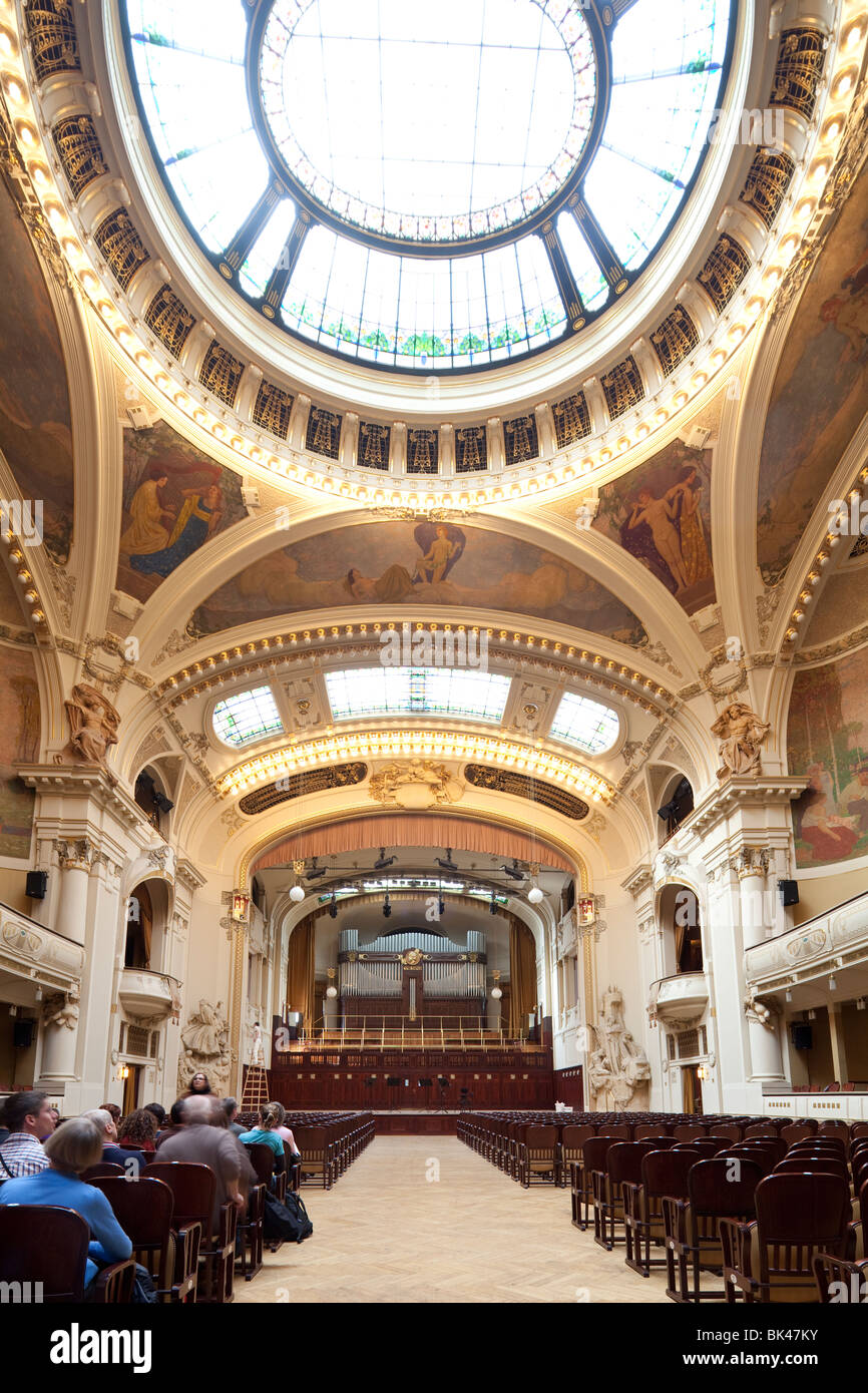 Smetena concert hall, Casa Municipale, Obecní dům, Praga, Repubblica Ceca Foto Stock