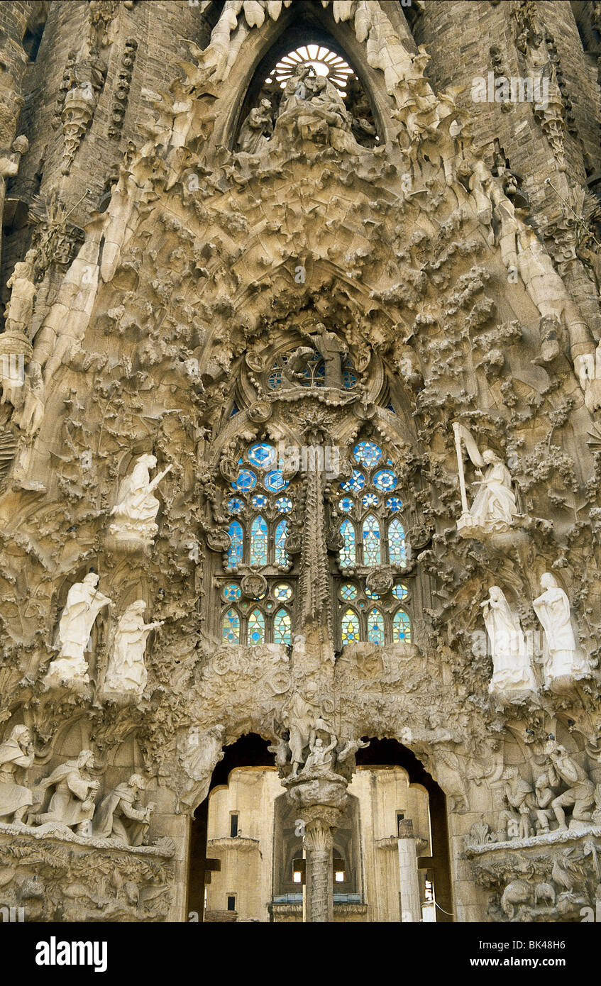 Cattedrale La Sagrada Familia di Antonio Gaudì, Barcellona, Spagna Foto Stock