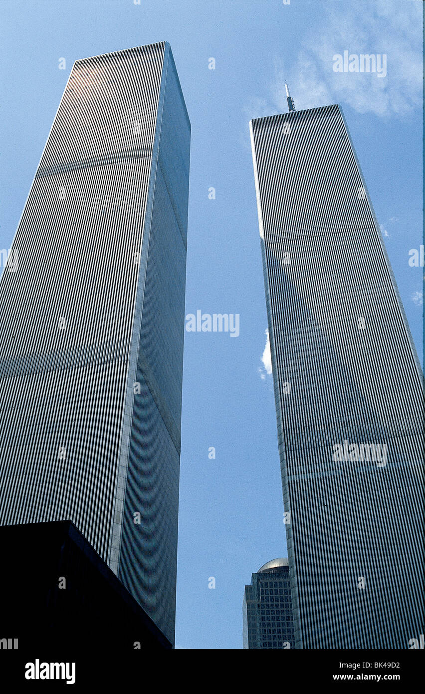 World Trade Center edifici di New York City - Gli architetti erano Minoru Yamasaki & Associates con Emery Roth & Sons Foto Stock