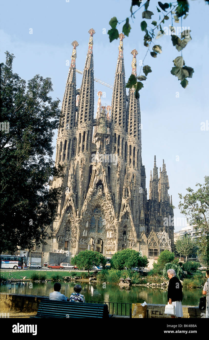 Chiesa de la Sagrada Familia di Antonio Gaudì, Barcellona, Spagna Foto Stock