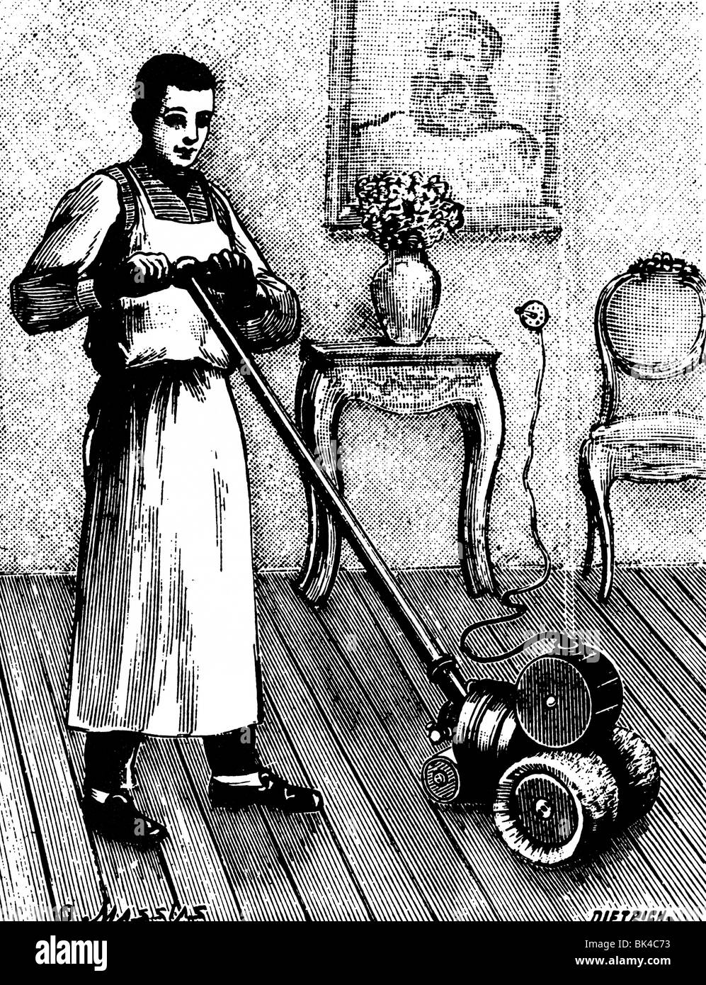 Pavimento in parquet lucidatrice, 1894 Foto Stock