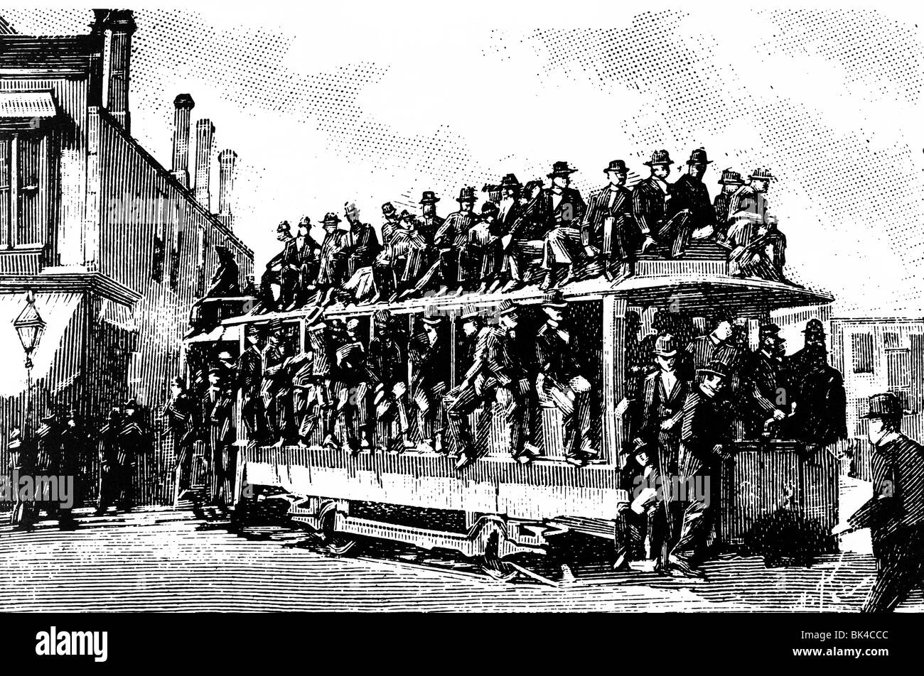 Tram elettrico in Chicago, 9 ottobre 1893, giorno di Chicago, 1894 Foto Stock