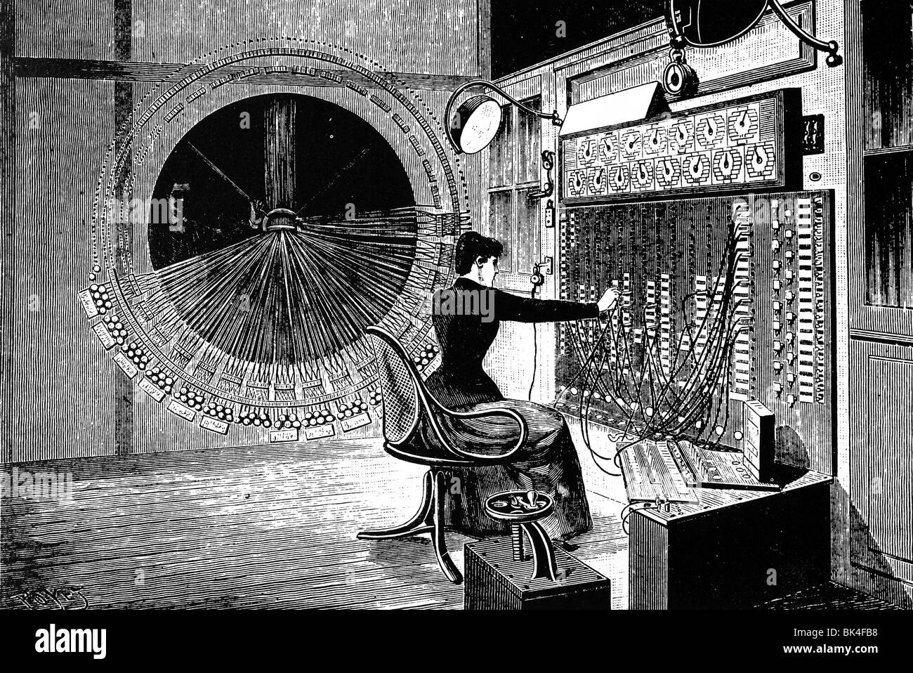 Centrale di scambio del Theatrophone a Parigi, 1893 Foto Stock