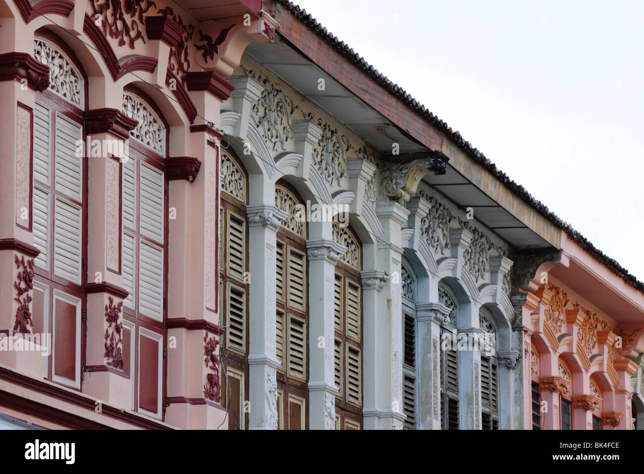 Una fila di edifici del patrimonio culturale di Penang, Malaysia Foto stock  - Alamy