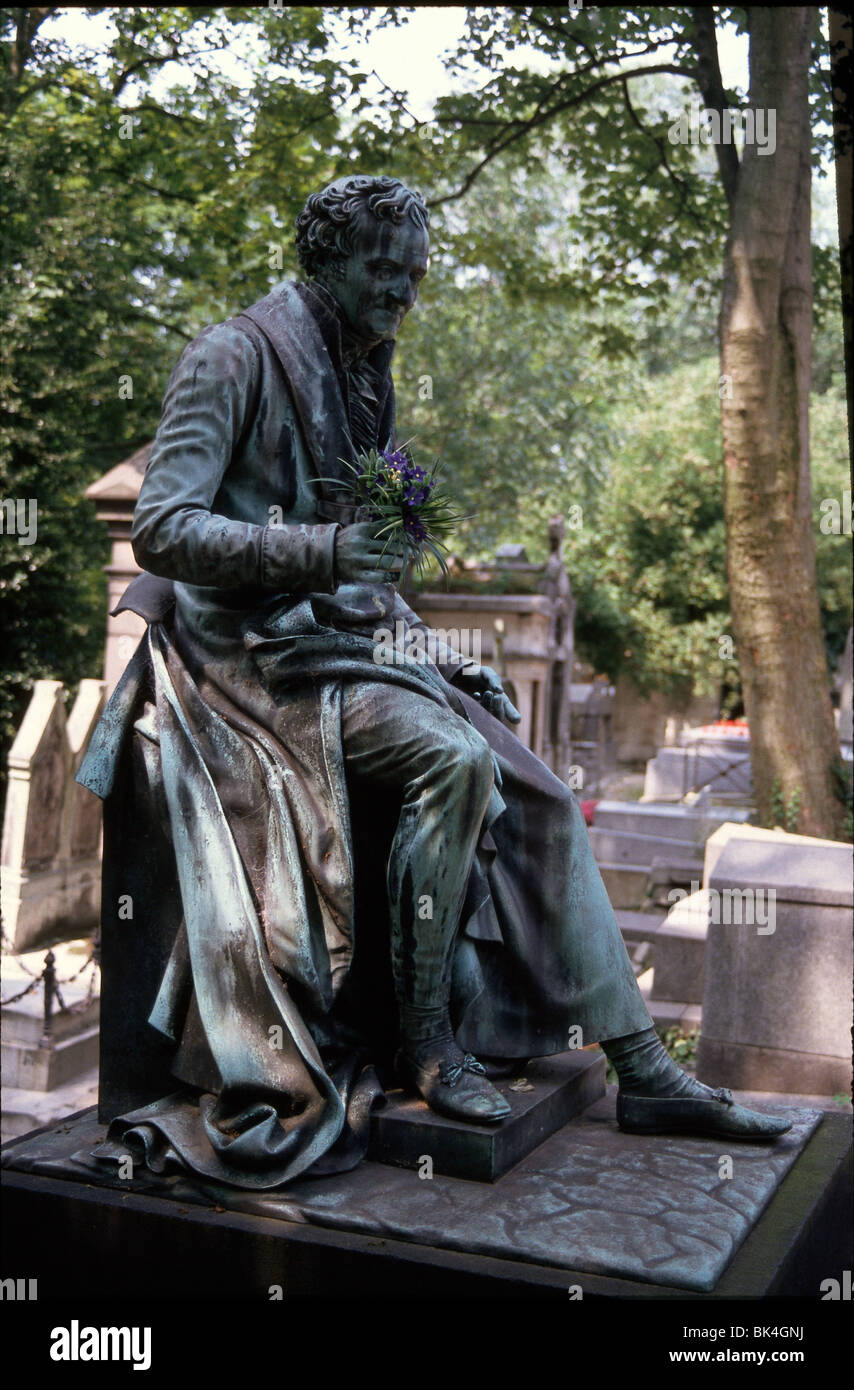 Il monumento funerario di Pierre Cartellier per Dominique Vivant, Barone de Denon al cimitero di Pere Lachaise di Parigi, Francia Foto Stock