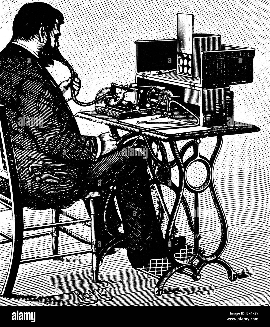 La registrazione graphophone, 1889 Foto Stock