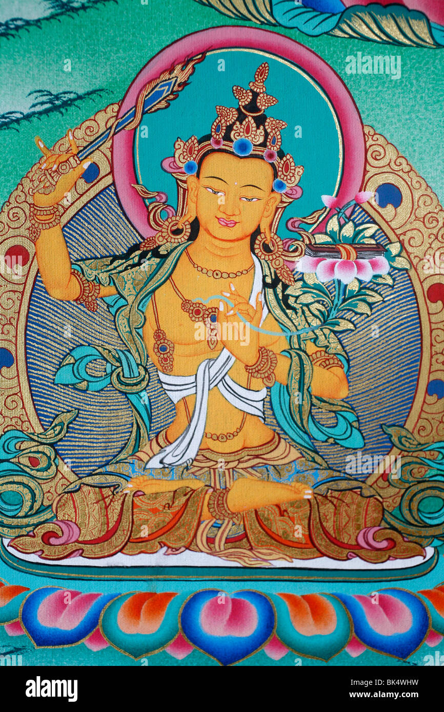 Manjushri, divinità della conoscenza, Monastero di Kopan, Kathmandu, Nepal, Asia Foto Stock