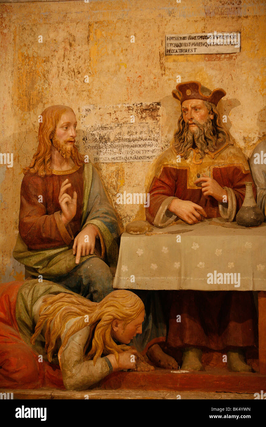 Gesù, Simone il fariseo e il peccatore, San Vivaldo, Toscana, Italia, Europa Foto Stock
