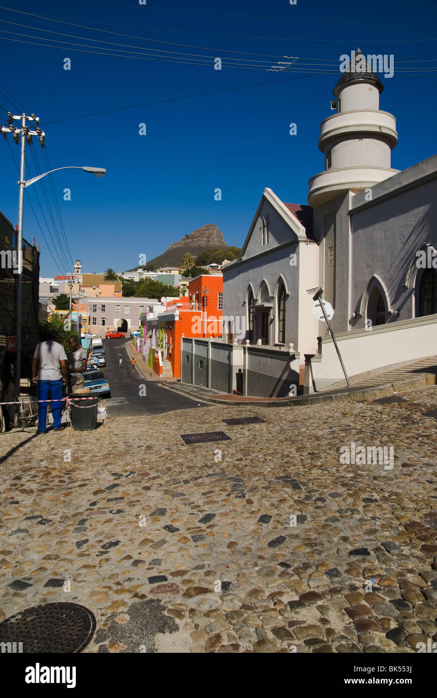 Street nel quartiere Bo-Kaap, Cape Town, Sud Africa Foto Stock