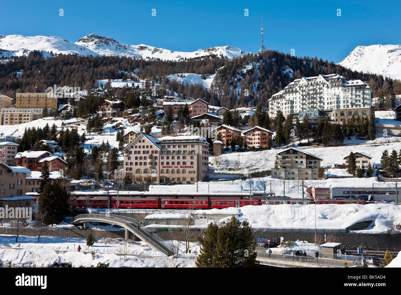 San Moritz, alta Engadina, Oberengadin, Regione Grigioni, alpi svizzere, Svizzera, Europa Foto Stock