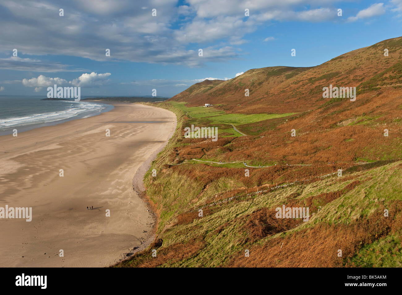 Rhossilli Bay, Penisola di Gower, Glamorgan, Wales, Regno Unito, Europa Foto Stock