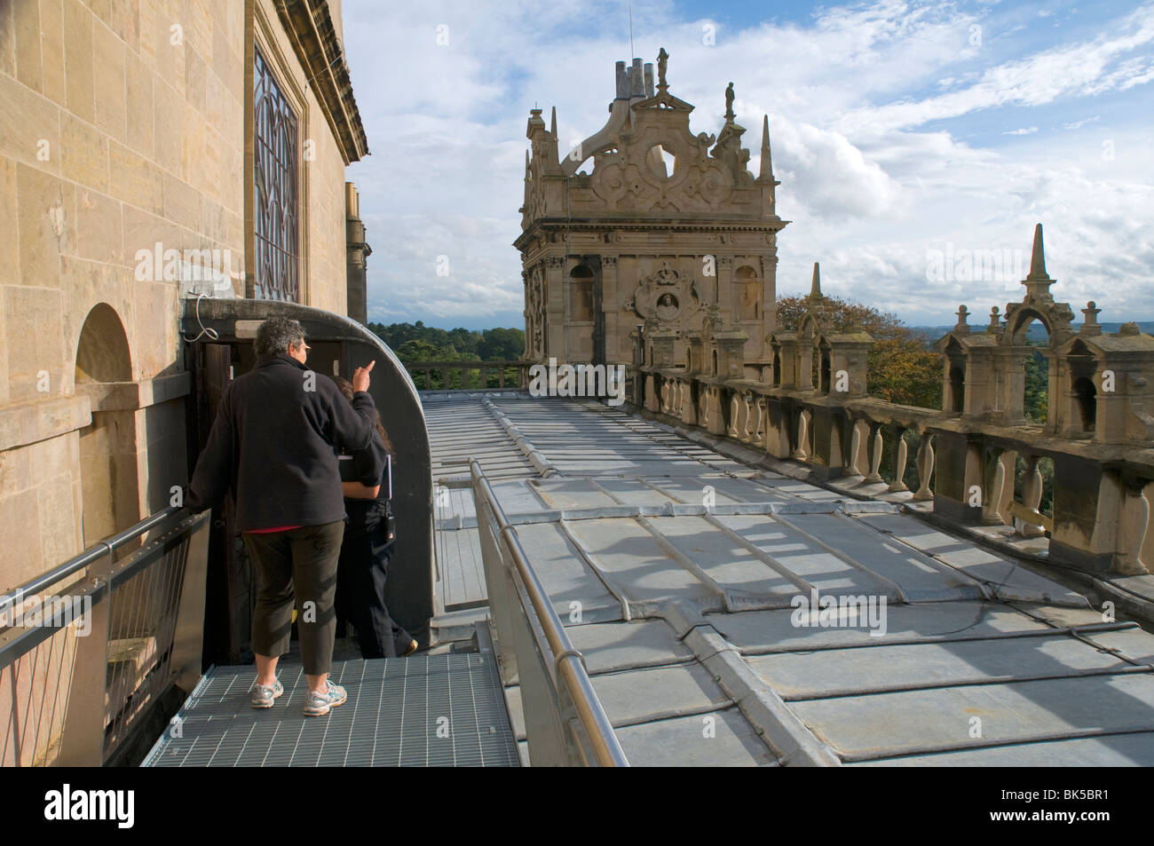 Sul tetto del Wollaton Hall di Nottingham, Inghilterra, Regno Unito Foto Stock