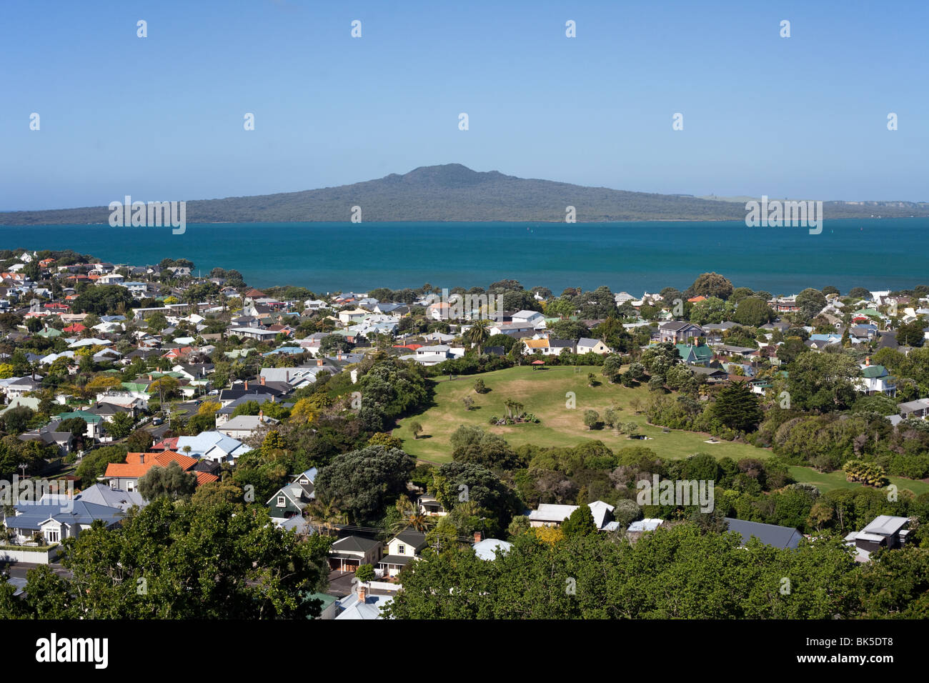 Isola di Rangitoto e il Golfo di Hauraki, Auckland Foto Stock