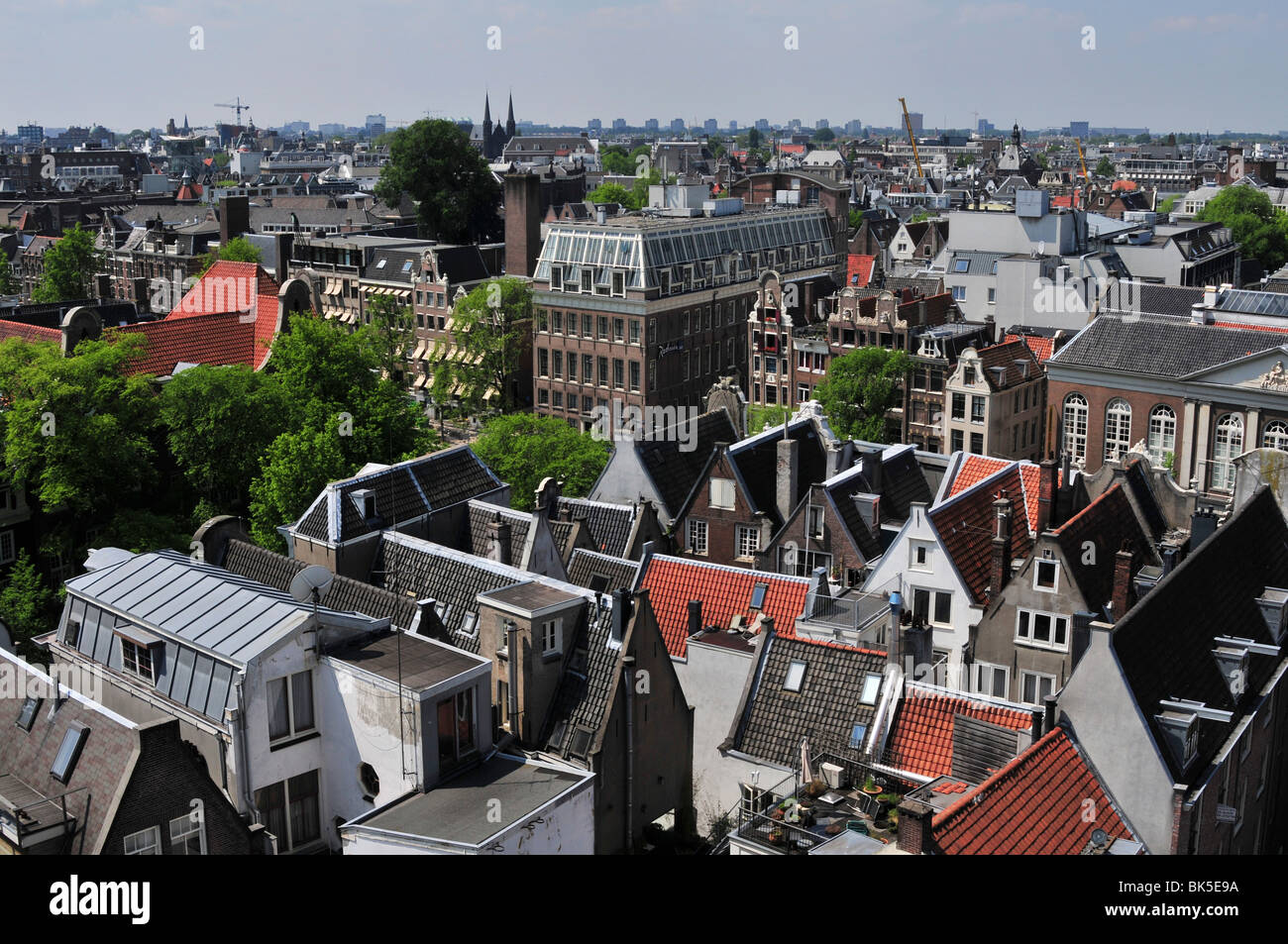 Elevato angolo di visione degli edifici in una città, Amsterdam, Paesi Bassi Foto Stock