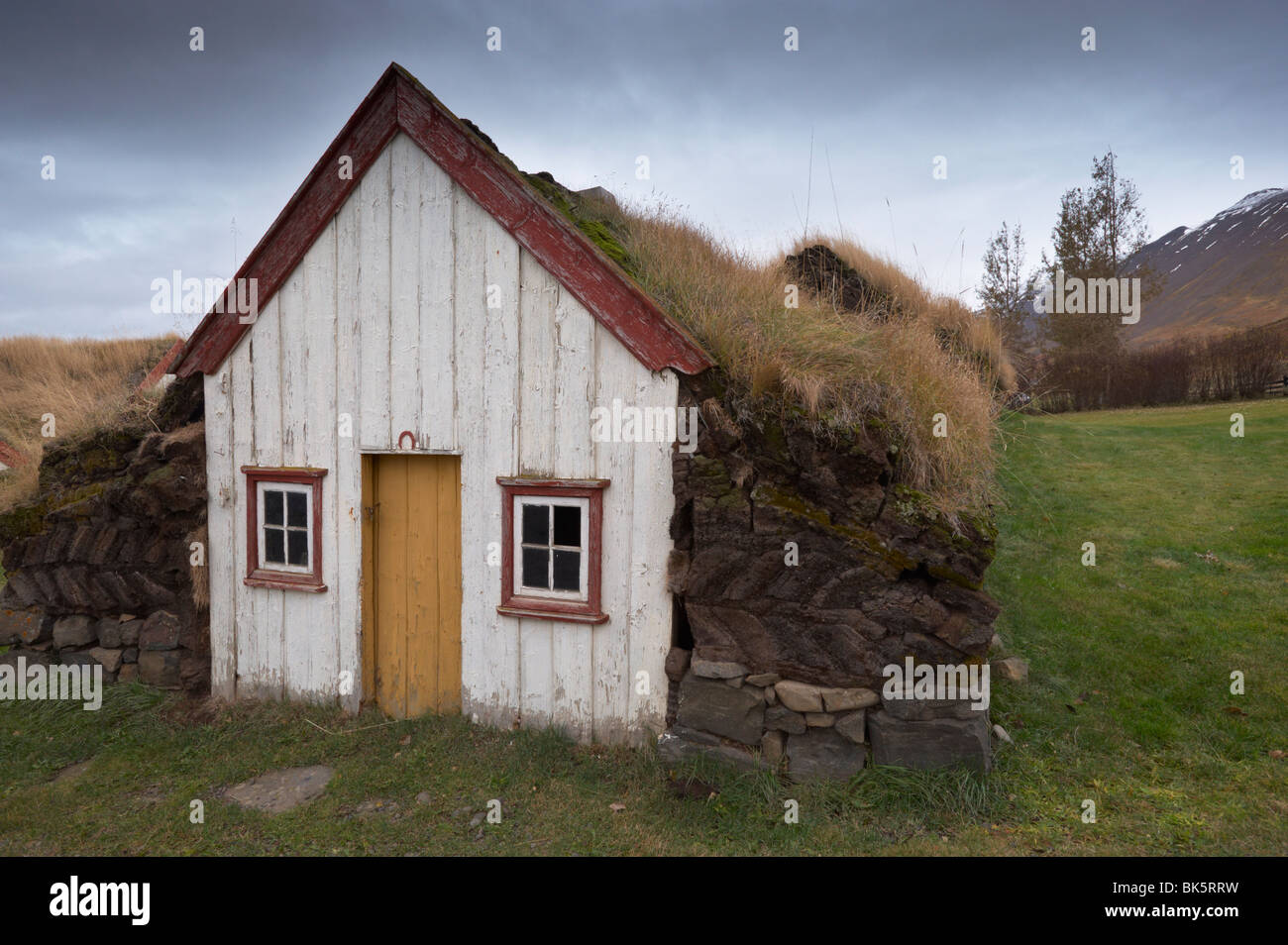 Laufas cascinale storico, a nord di Akureyri, Islanda, regioni polari Foto Stock