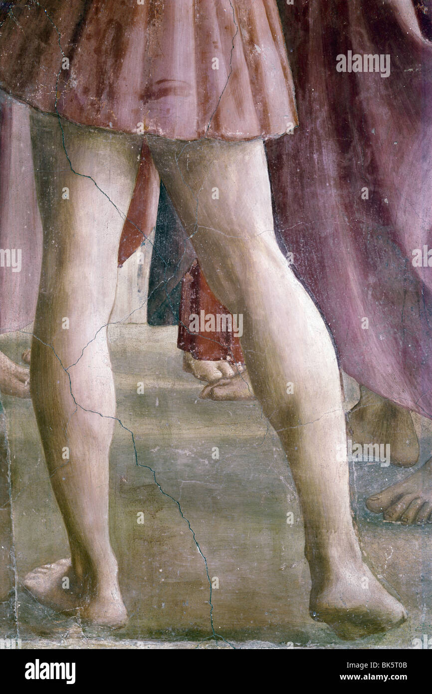 Il tributo di denaro, della vita di San Pietro ciclo, da Masaccio, affresco, 1425-1428 Foto Stock