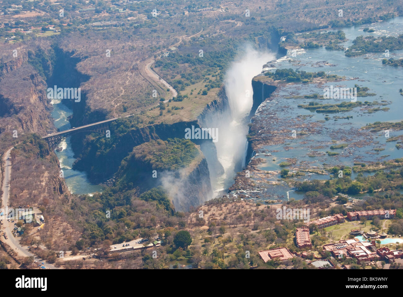 Vista aerea di Victoria Falls Livingstone, Zambia Foto Stock