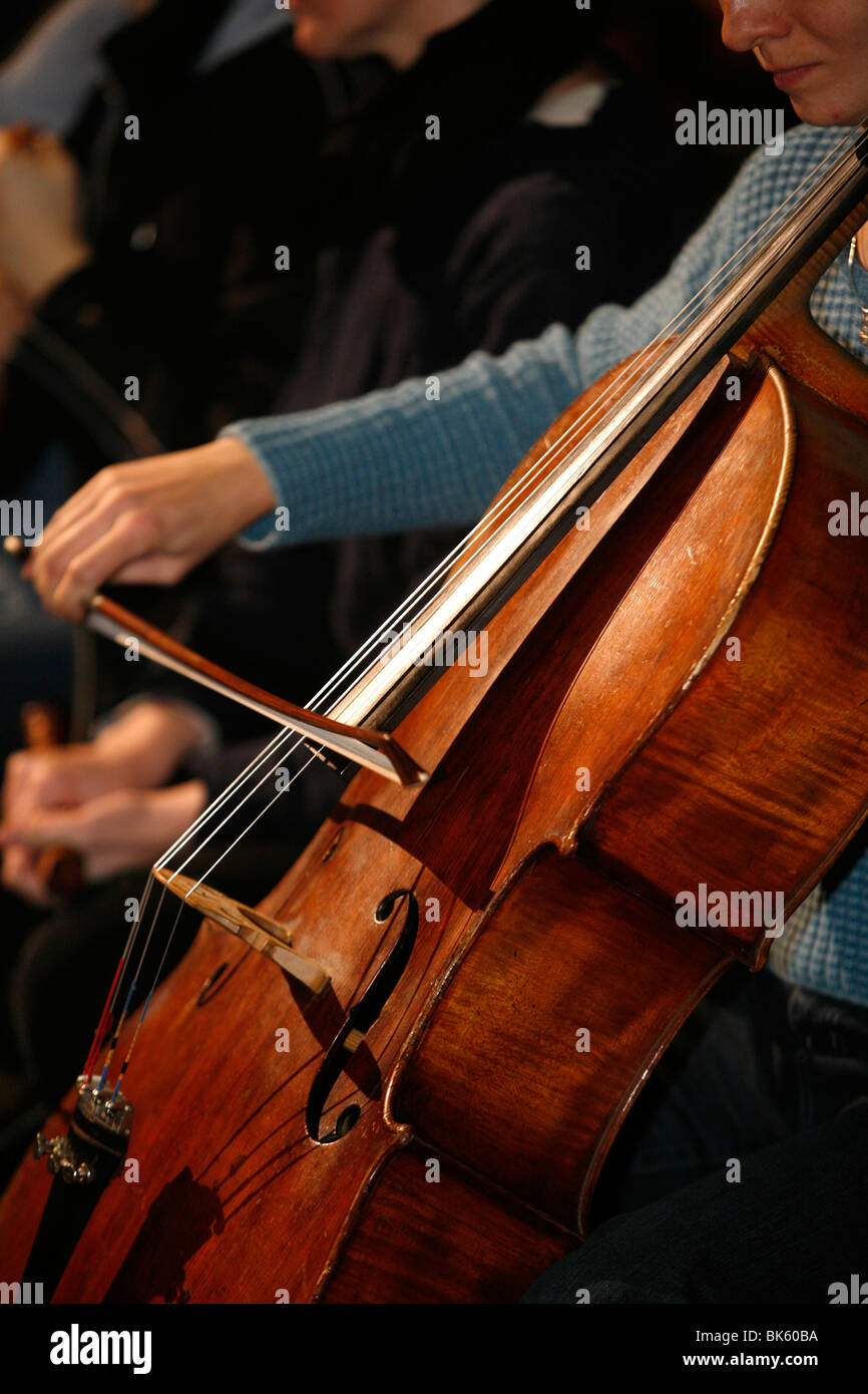 Il violoncellista, Ginevra, Svizzera, Europa Foto Stock