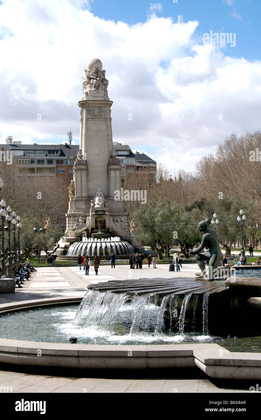 Plaza de Espana Madrid City Town Spagna fontana Foto Stock