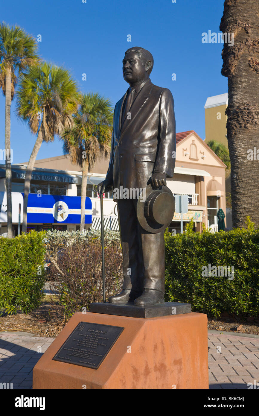 Statua di 'John Ringling', 'St Armands Circle", Sarasota, Florida, Stati Uniti d'America Foto Stock