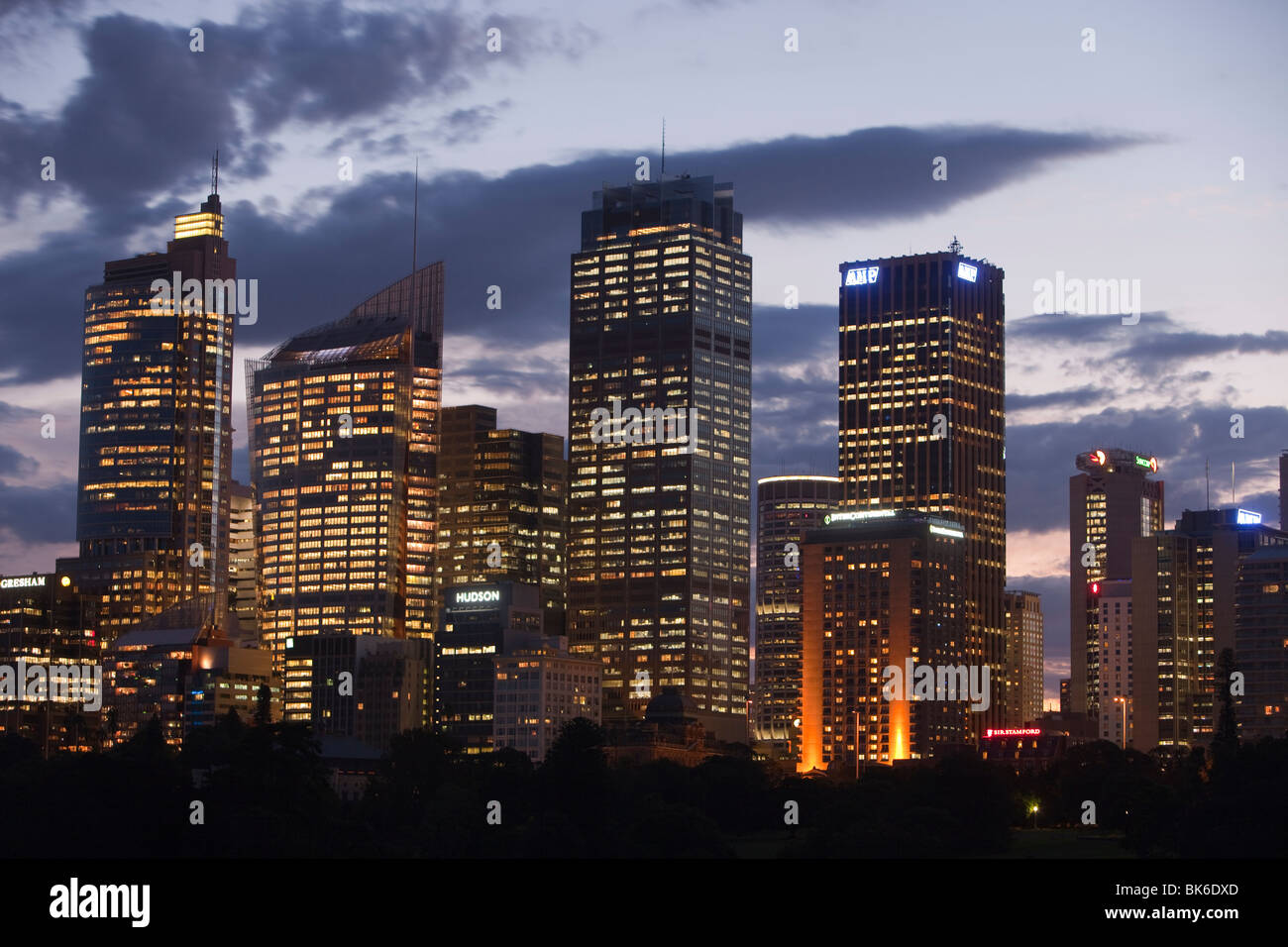 Centro di Sydney al tramonto, Australia. Foto Stock