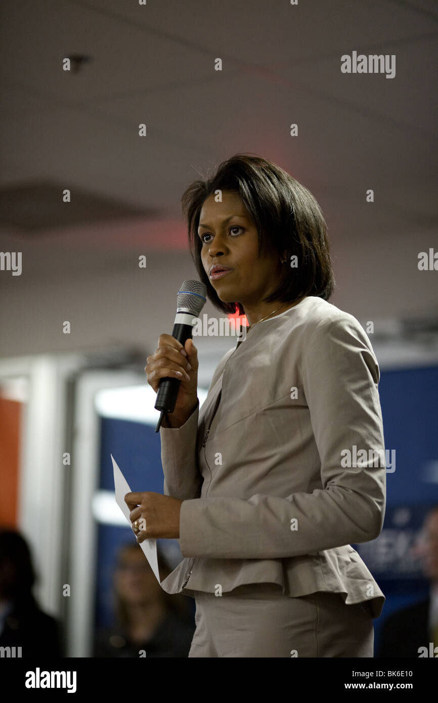 Michelle Obama, moglie del candidato presidenziale Barack Obama, a campagna rally prima del 2008 Texas primario democratica Foto Stock
