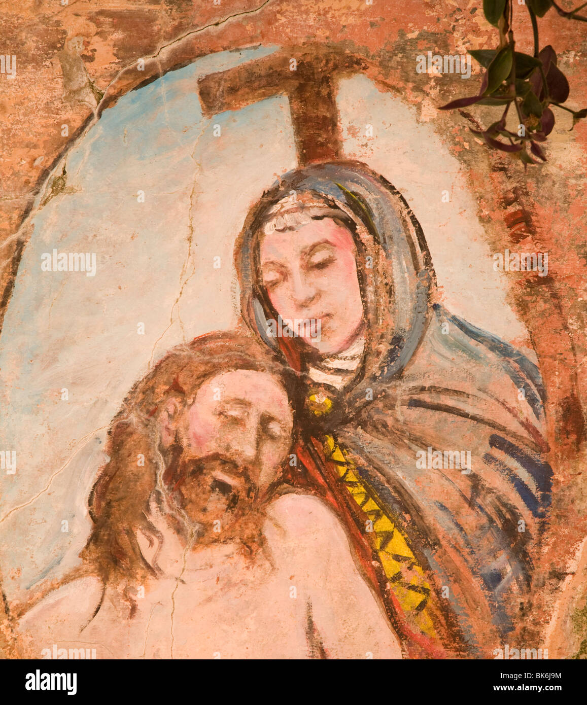 La pittura religiosa sulla parete in Monterosso al Mar, Liguria, Italia. Foto Stock