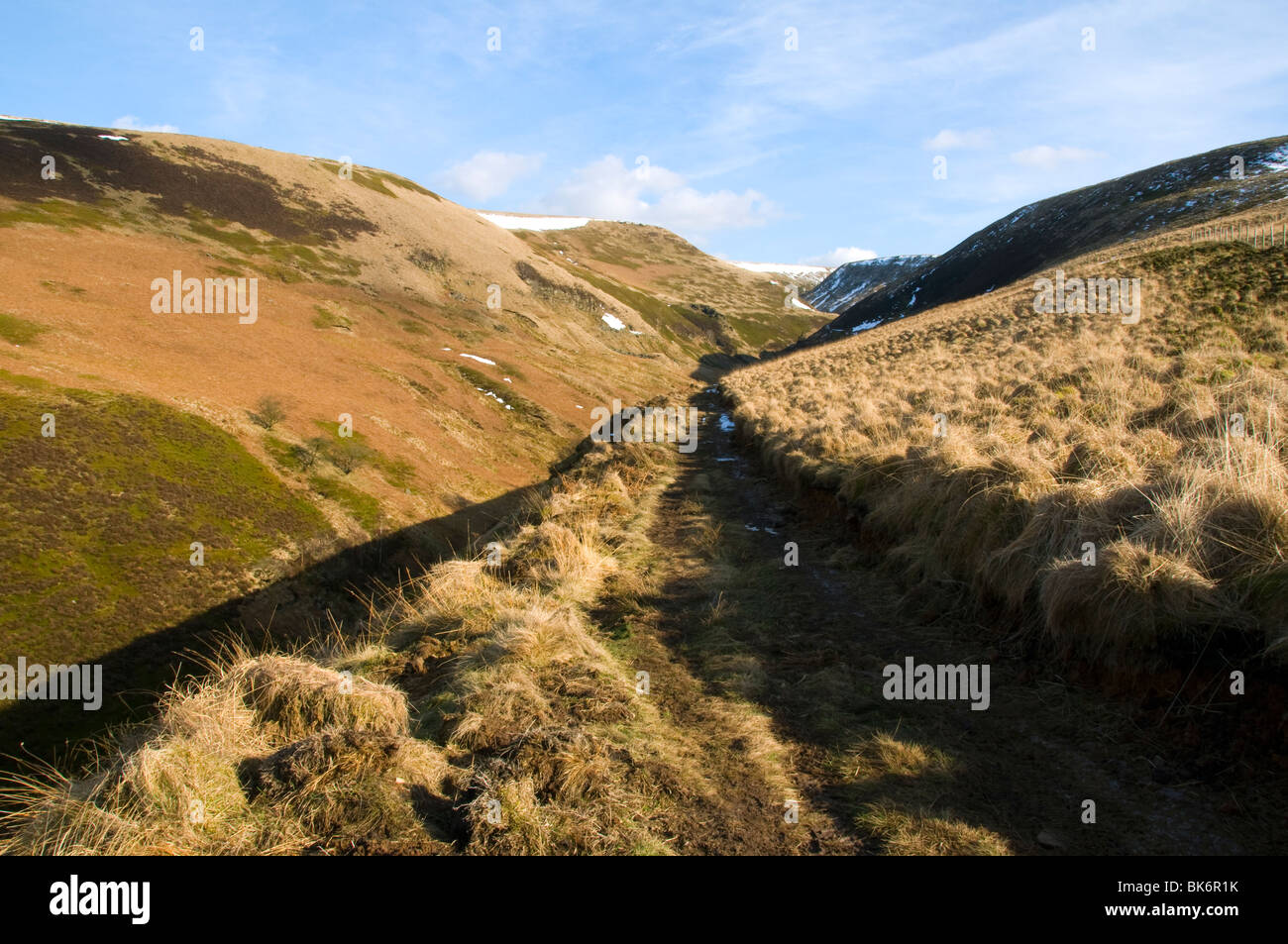 La valle di Abbey Brook, Derwent Mori, sopra il serbatoio Ladybower, Peak District, Derbyshire, England, Regno Unito Foto Stock