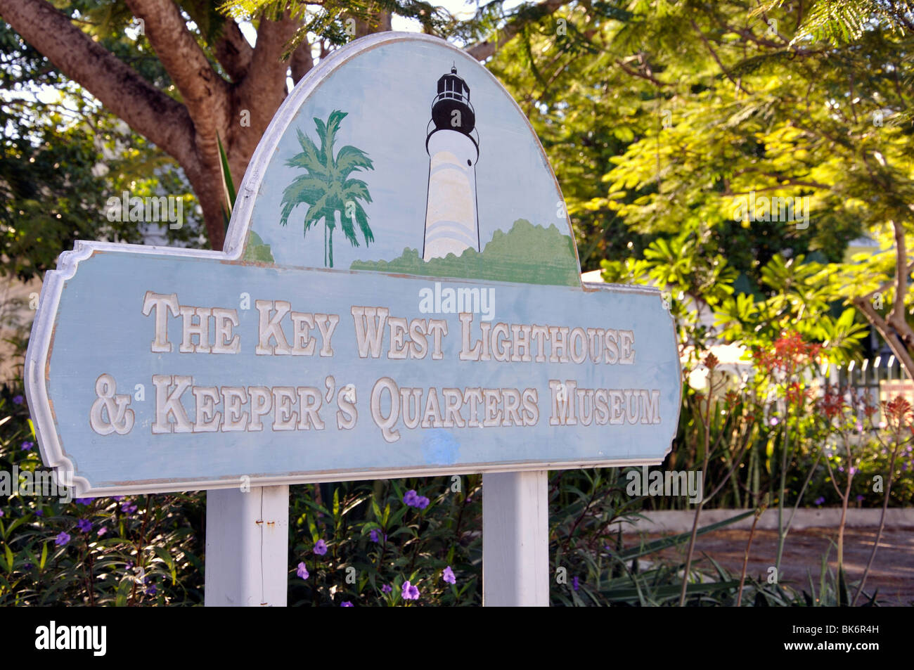 Faro & Appartamento del guardiano Museum segno, Key West, Florida, Stati Uniti d'America Foto Stock