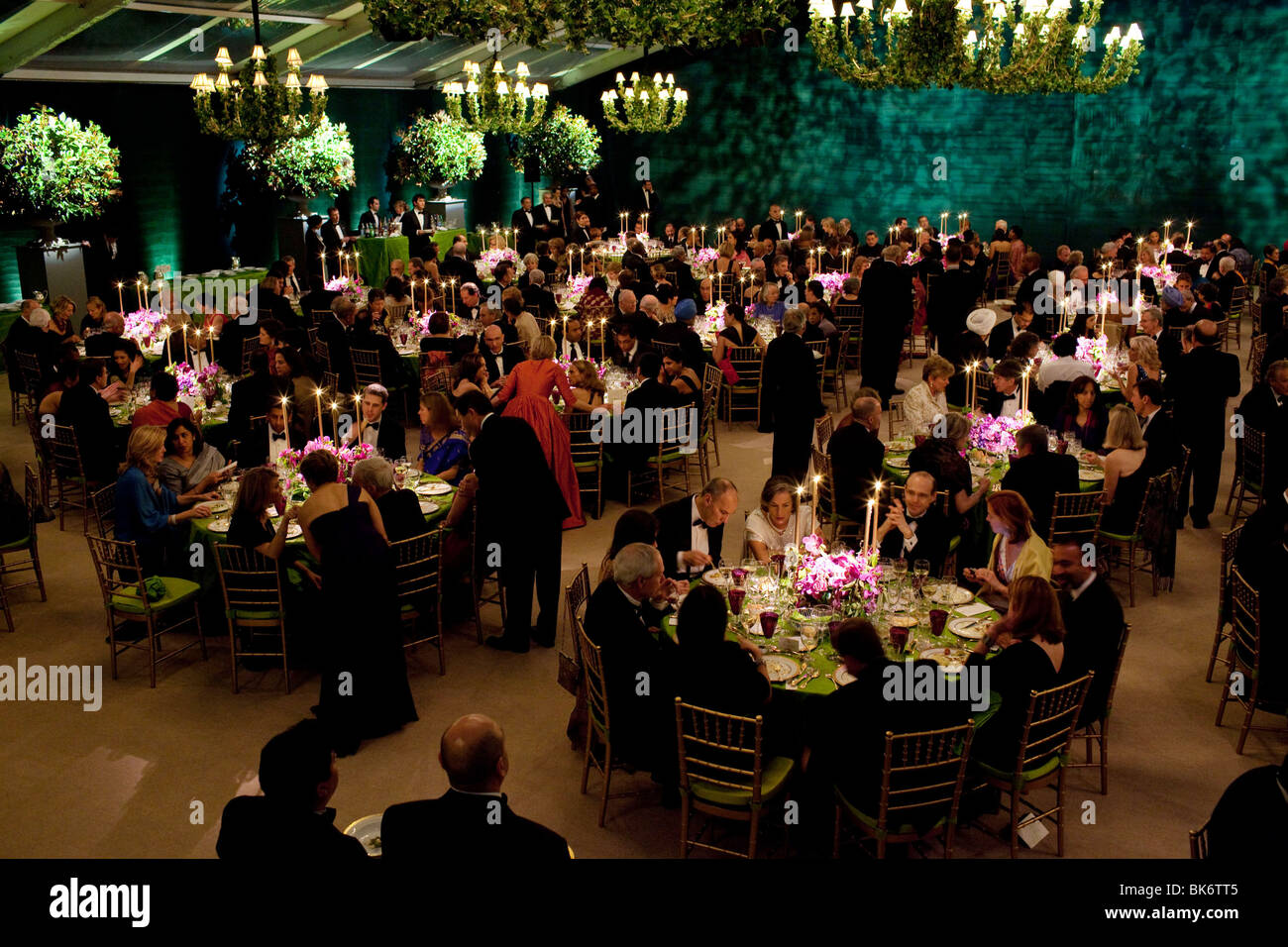 Vista dentro la tenda dove il Presidente Barack Obama e la First Lady Michelle Obama ha ospitato una cena di stato Foto Stock