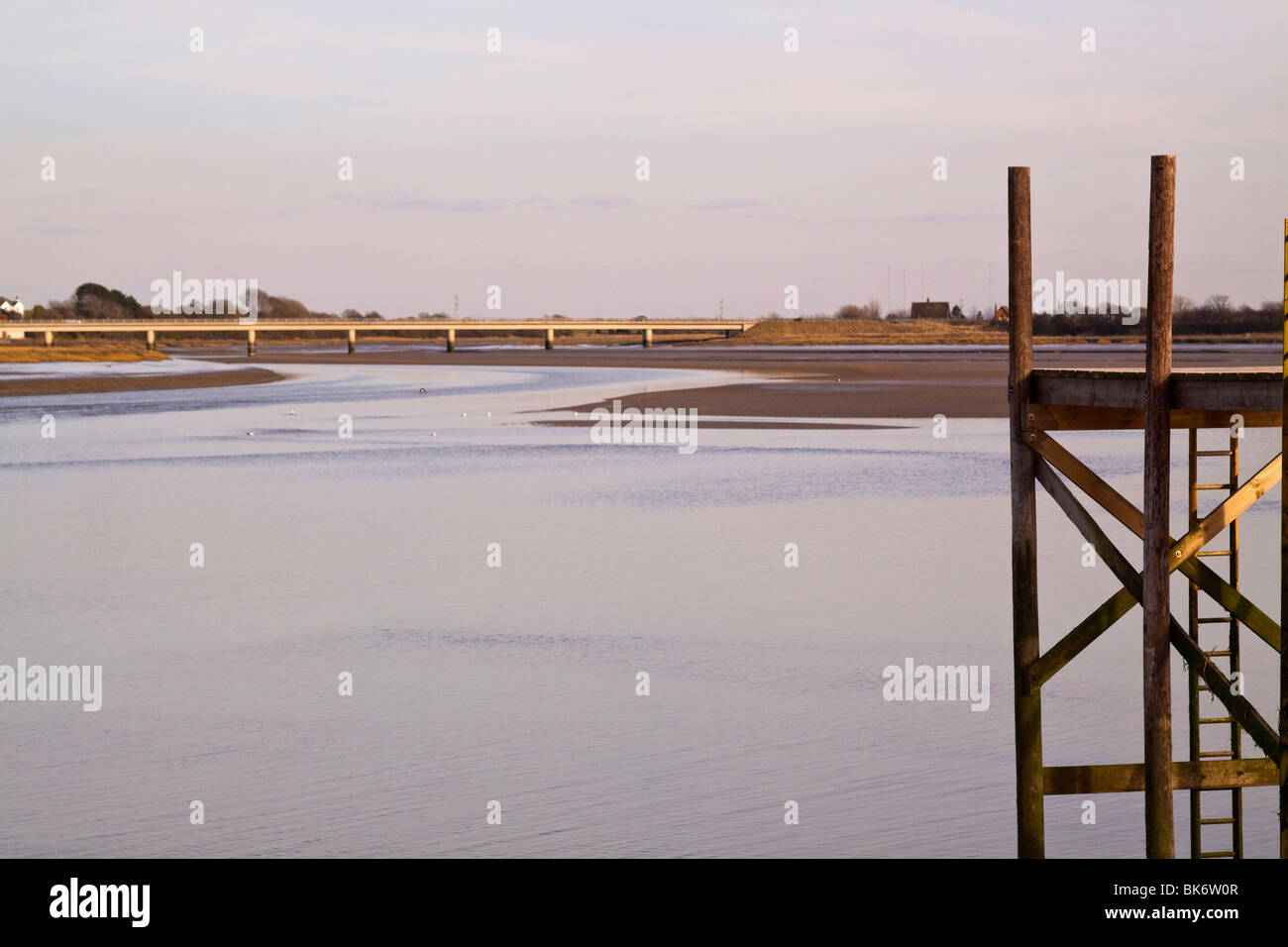 Ponte Fiume Wyre Lancashire da Skipool Creek Foto Stock