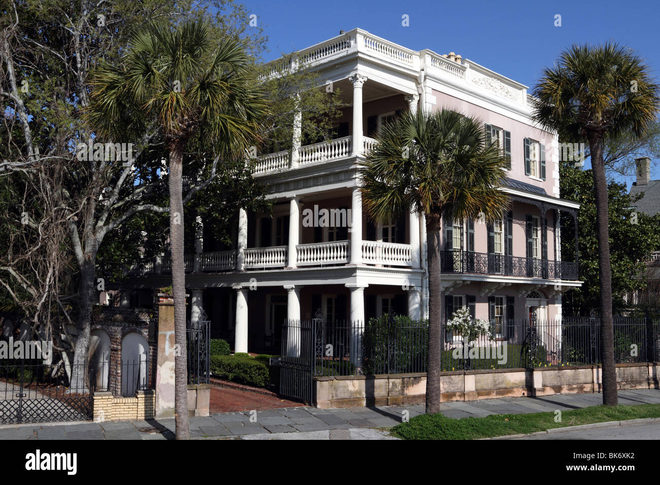 Casa Edmondston-Alston, Charleston, Sc. Un stile federale mansion in seguito trasformato in stile Revival Greco. Foto Stock