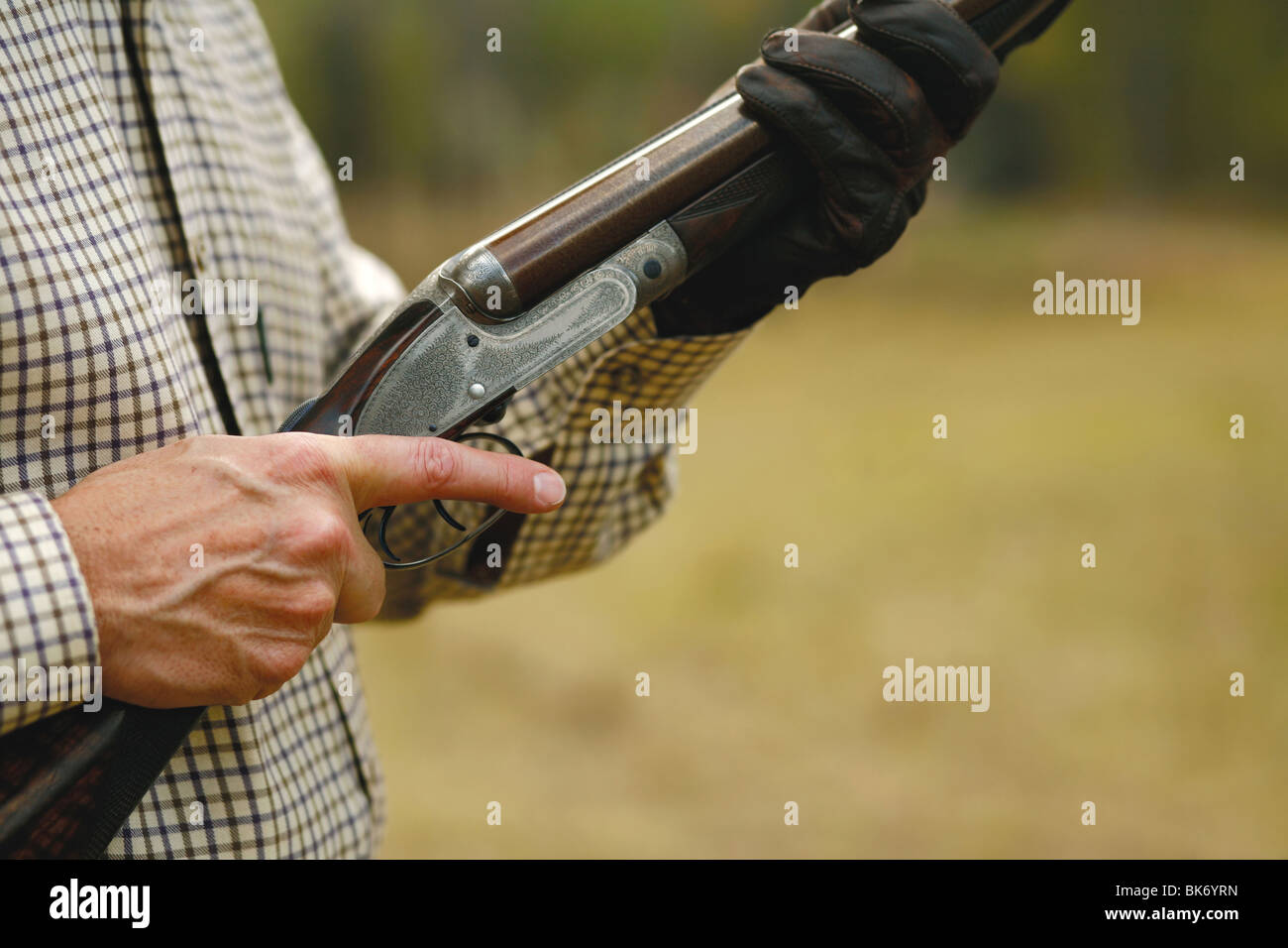 Gentleman a caccia in campagna. Foto Stock