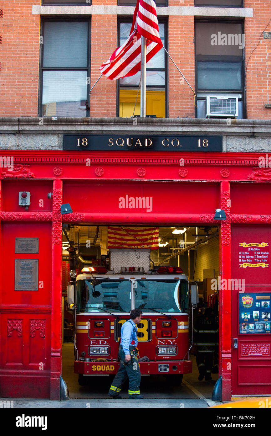 Squad 18, New York Fire Department Firehouse, West Village di New York City Foto Stock