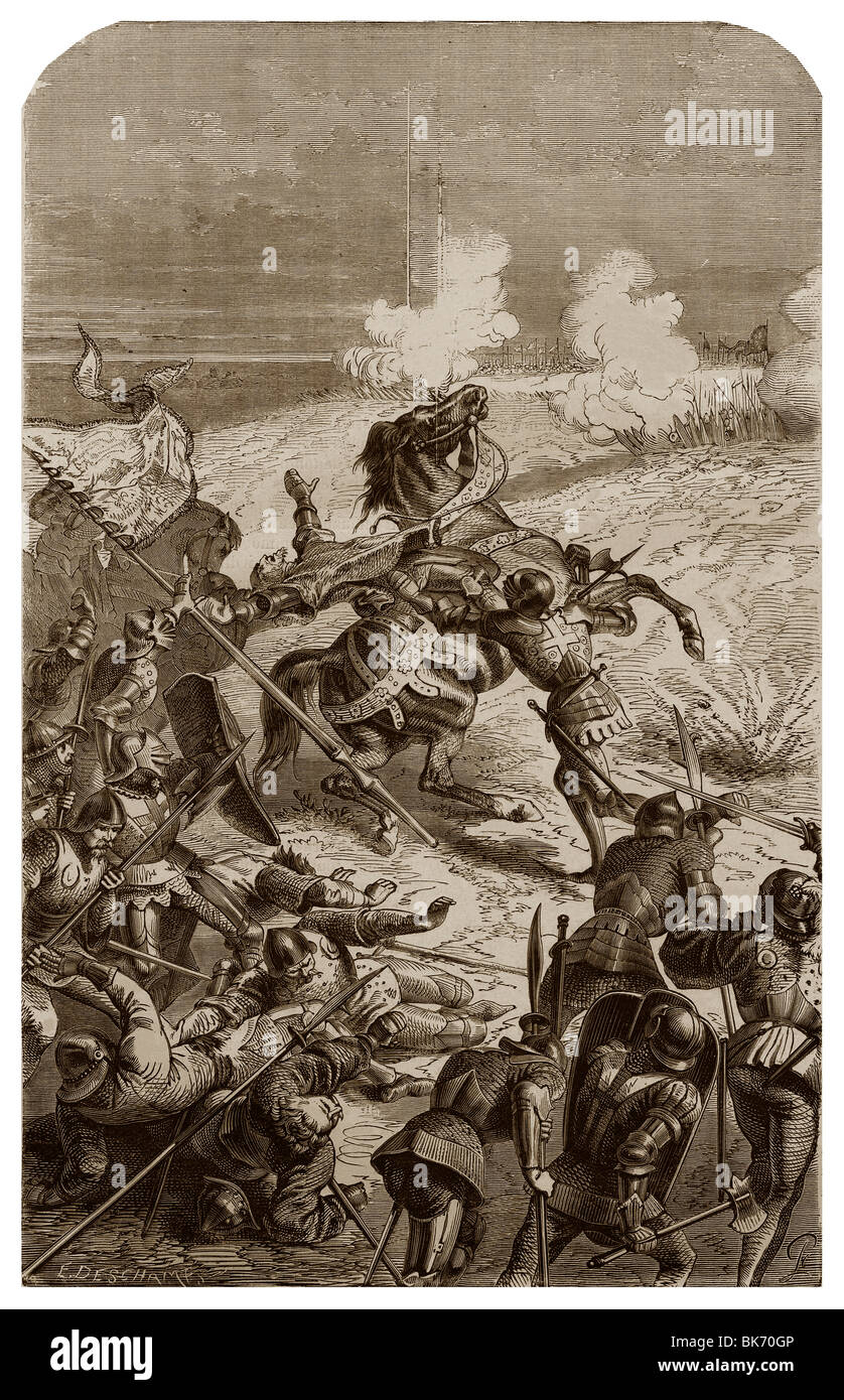 Nel 1453, John Talbot della morte, durante la Battaglia di Castillon. Foto Stock