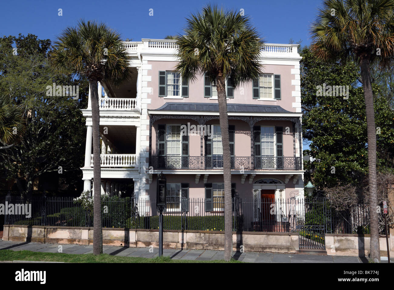 Casa Edmondston-Alston, Charleston, Sc. Un stile federale mansion in seguito trasformato in stile Revival Greco. Foto Stock