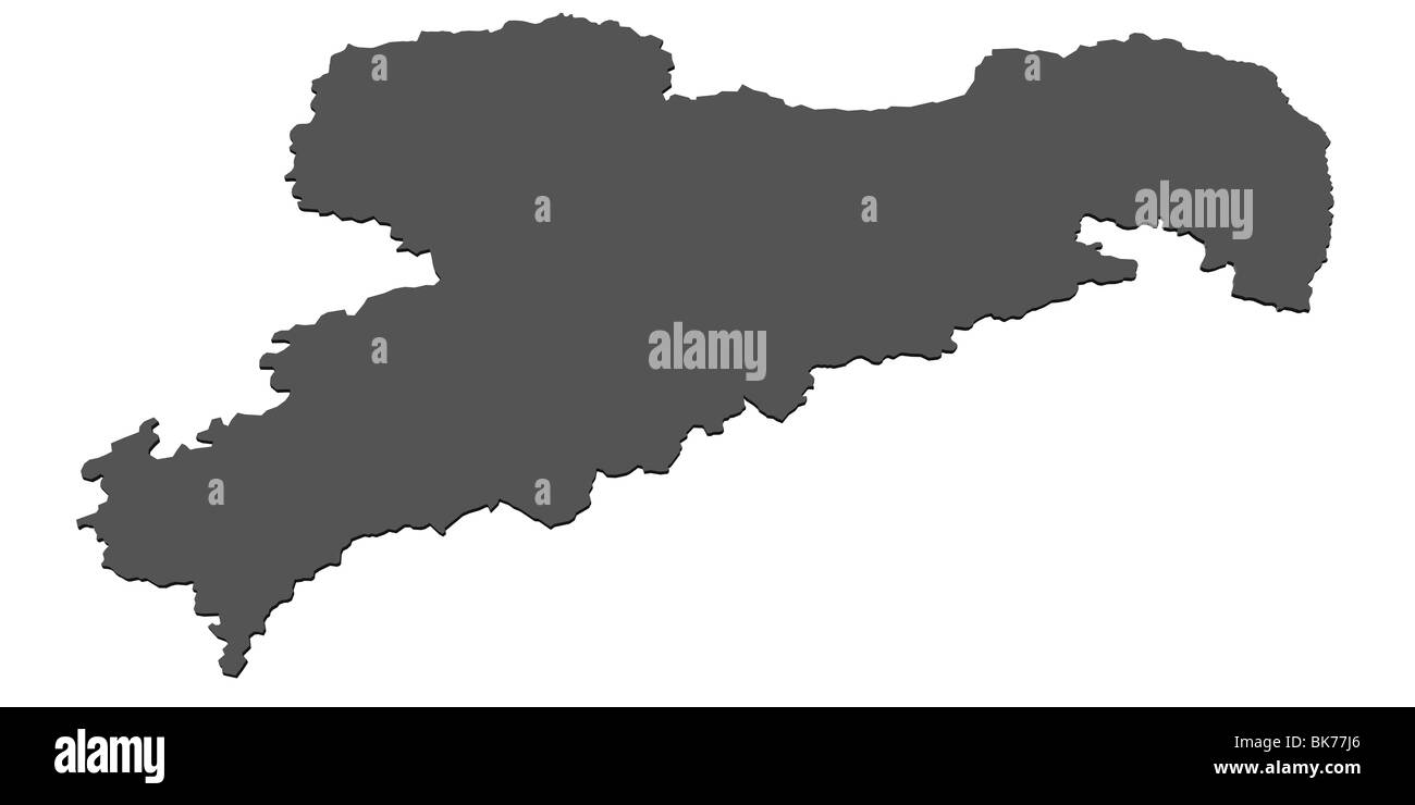 Mappa isolate dello stato tedesco di Sachsen reso in 3d. Foto Stock