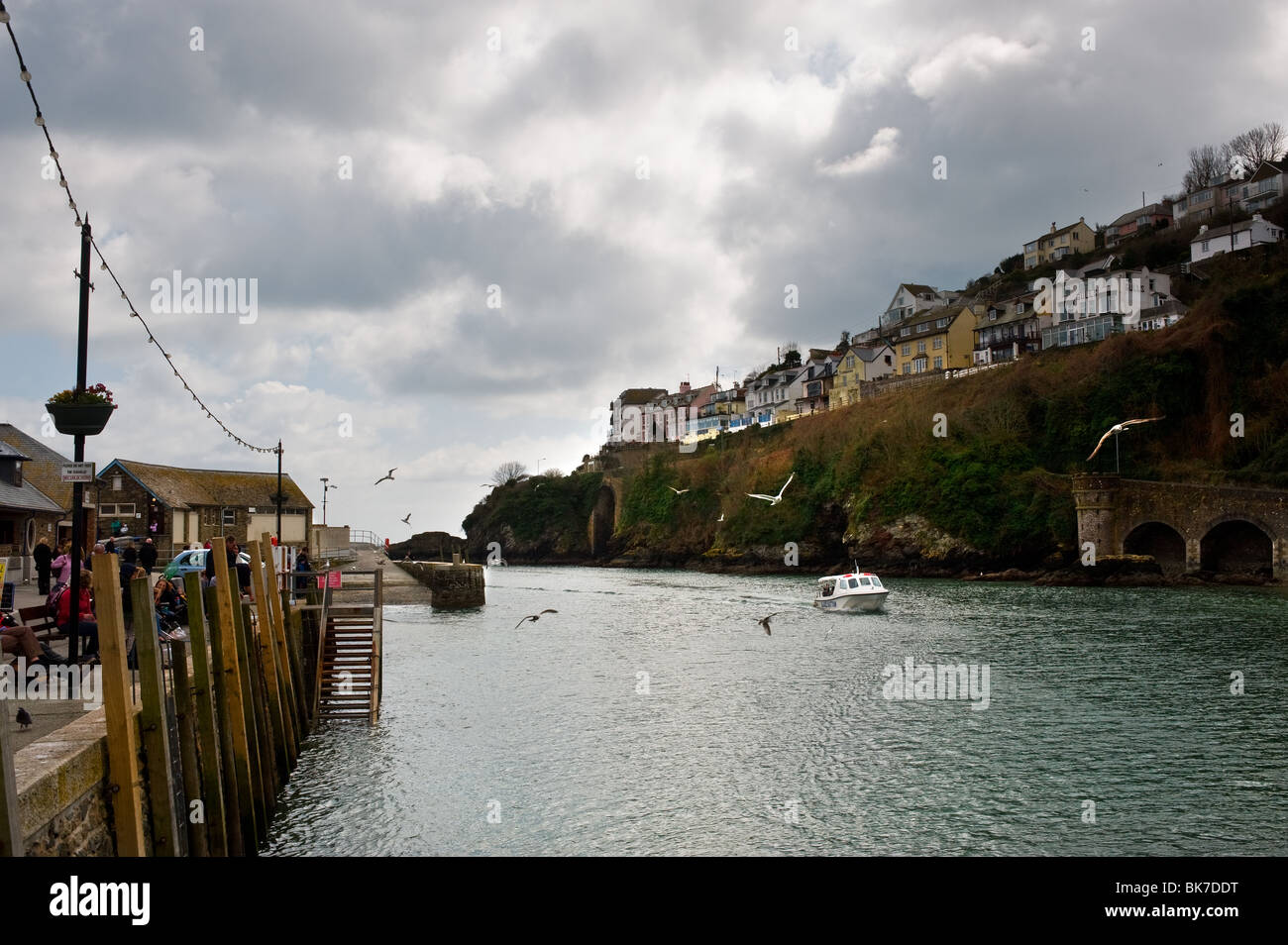 Una barca a vela fino al fiume Looe in Cornovaglia. Foto di Gordon Scammell Foto Stock
