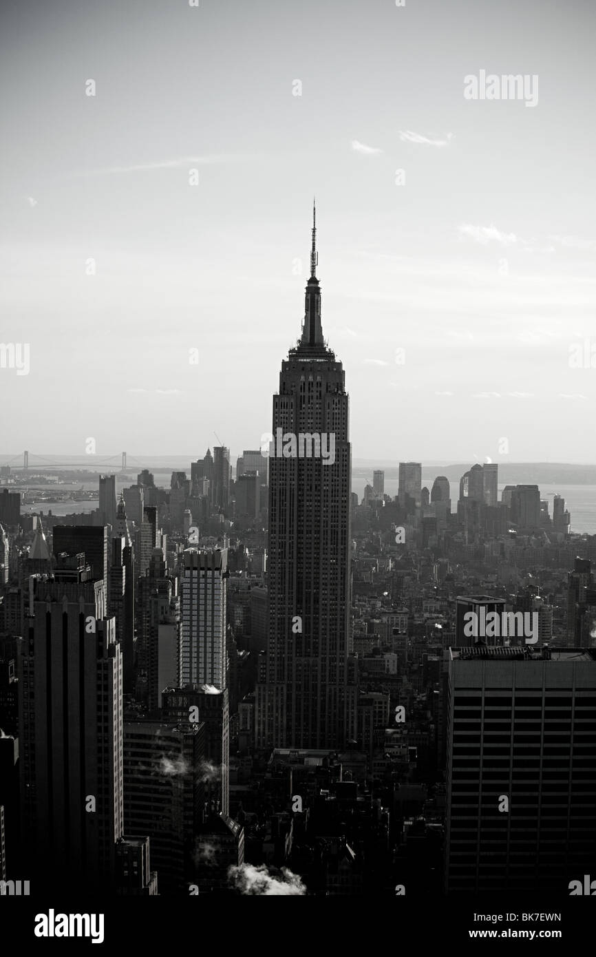 Empire State building e new york cityscape Foto Stock
