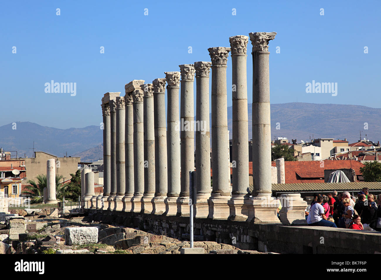 Colonne romane di agora di Izmir, Turchia Foto Stock