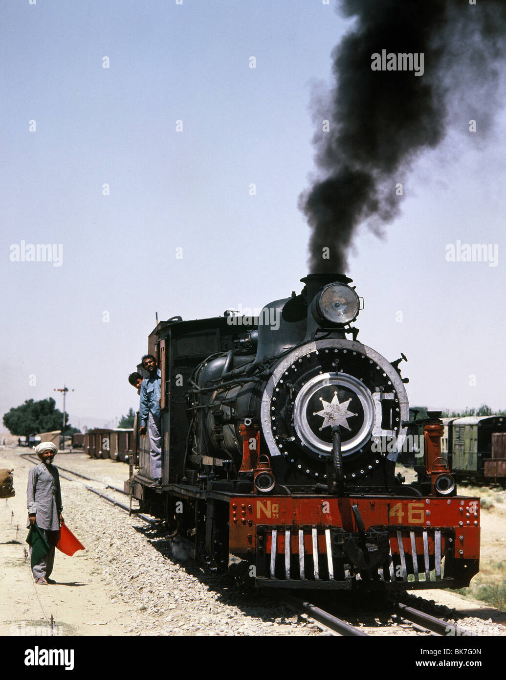 Un treno a vapore nel Belucistan, Pakistan, Asia Foto Stock
