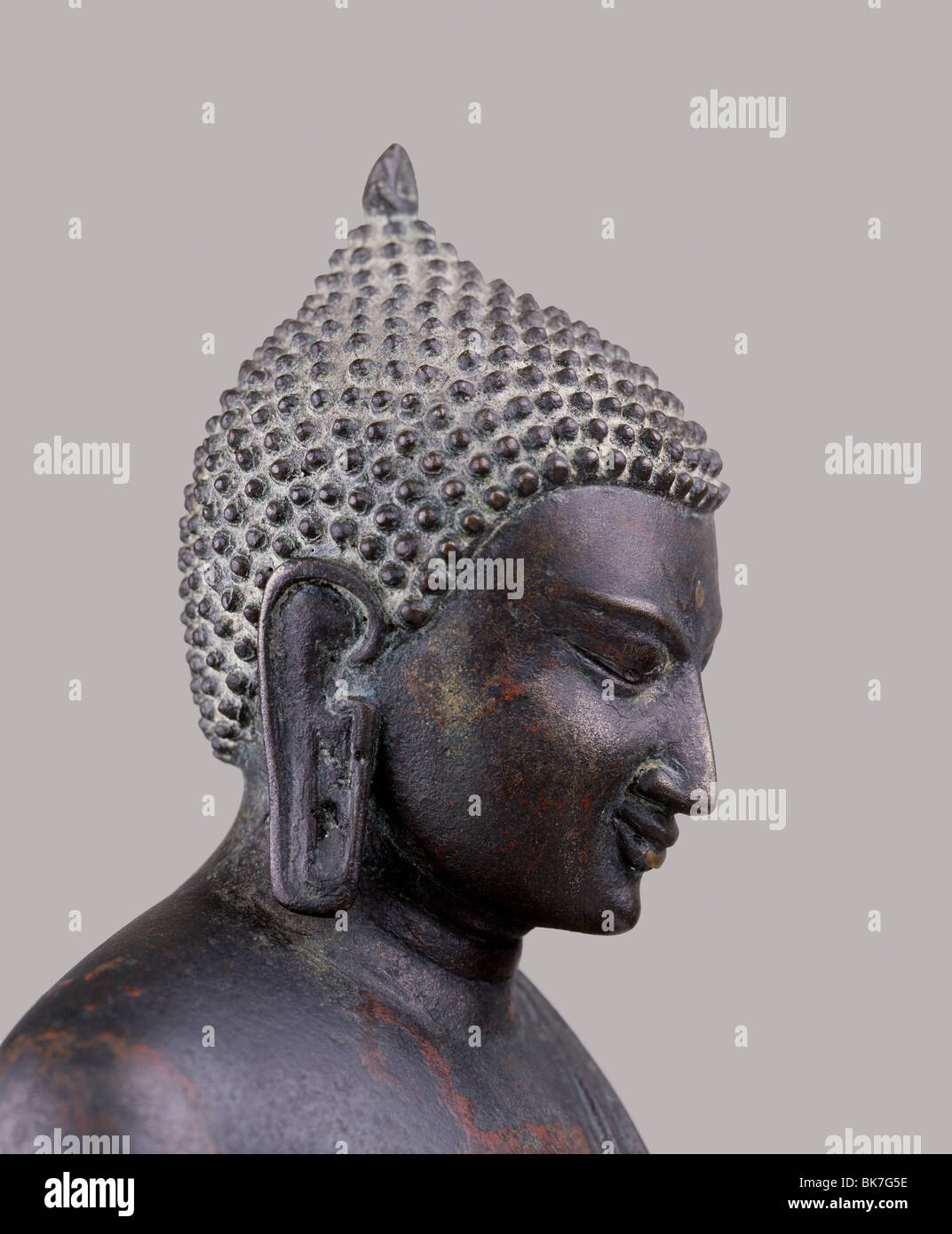 Testa di un'immagine del Buddha, classico stile pagana, Myanmar (Birmania), Asia Foto Stock