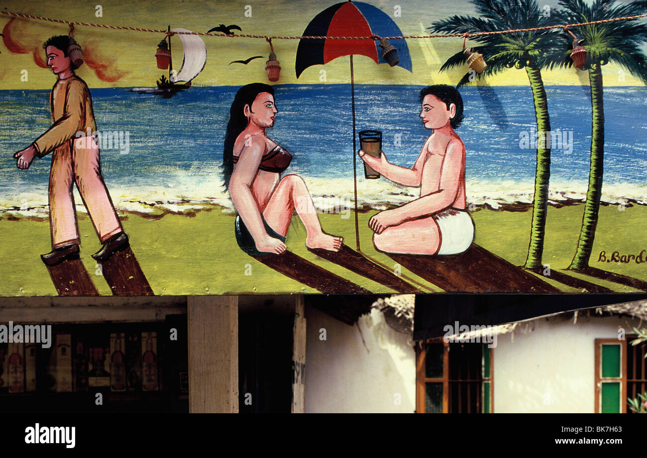 Ristorante segno, Goa, India, Asia Foto Stock