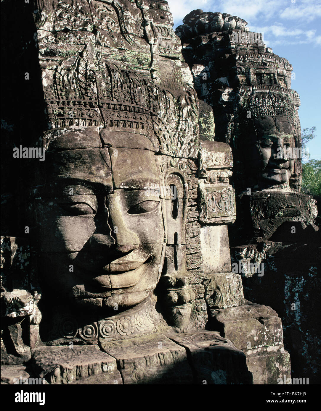 Bayon, costruita alla fine del XII e XIII secolo, Angkor Thom, Angkor, Sito Patrimonio Mondiale dell'UNESCO, Cambogia Foto Stock