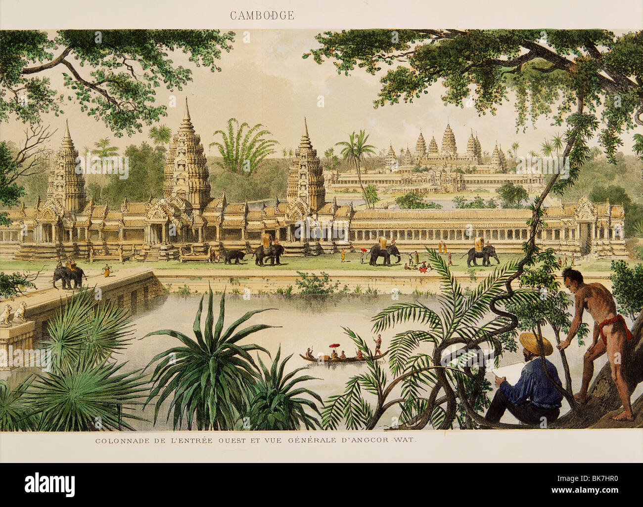 Incisione di Angkor Wat dall esplorazione de L'Indo-Chine da Delaporte, Cambogia, Indocina, Asia sud-orientale, Asia Foto Stock